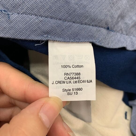 J. Crew Bowery Dress Pant Mens 36 Navy Dot Printed Flat Front Cotton Trousers - Picture 11 of 13